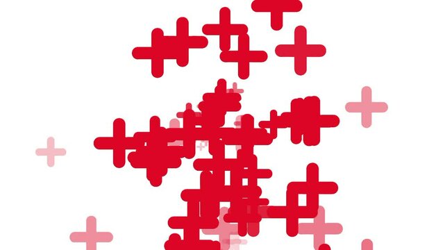 Red plus sign icon seamless pattern animation video.