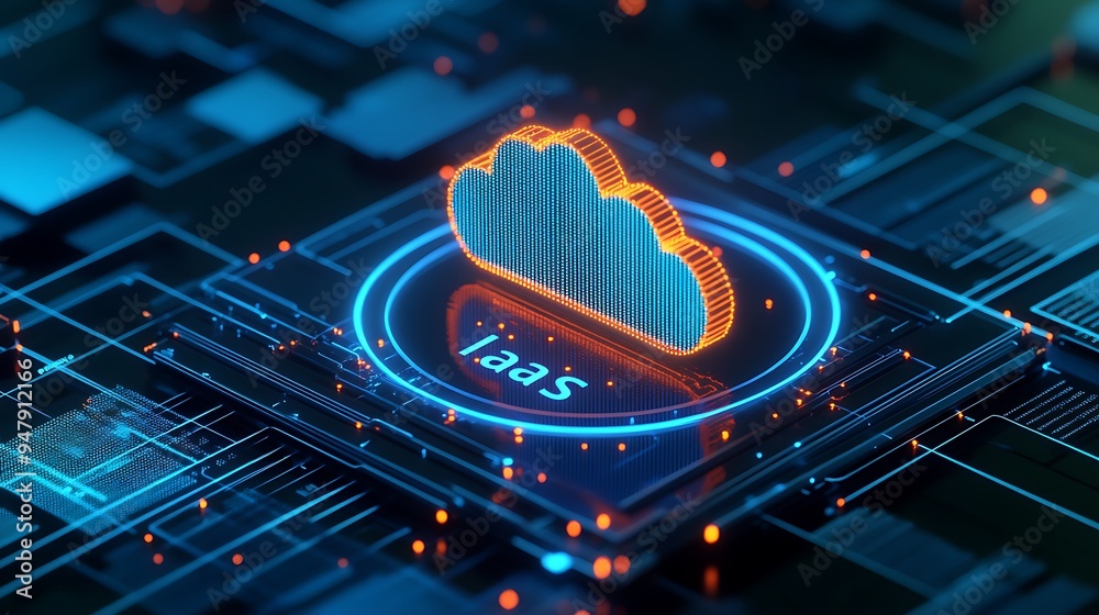 Wall mural futuristic concept of infrastructure as a service (iaas) with digital cloud symbol, representing mod