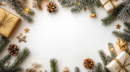 Christmas decoration ornament frame with copy space for text.Christmas background .