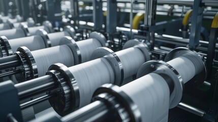 Naklejka premium Dynamic Industrial Printing Press in Action Speed Precision Innovation