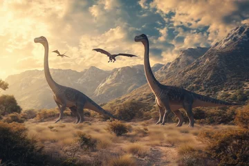 Fototapeten Jurassic landscape with dinosauruses © Riva