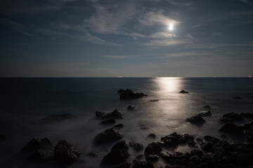 月夜の海岸　愛知県