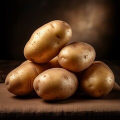 Variety of Fresh Potatoes- Red, Yellow, and Brown. National Potato Day and National Potato Month