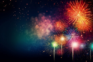 Abstract colored firework background with free space for text