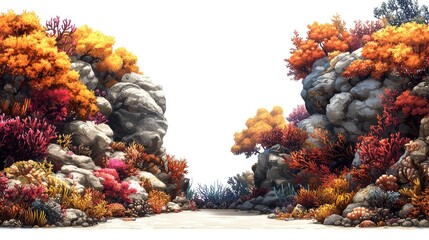 Fototapeta premium Vibrant Coral Reef with Colorful Reefs and Rocks