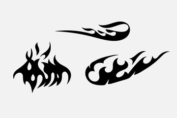 Outline Flame Set Hand Drawn Vector Image