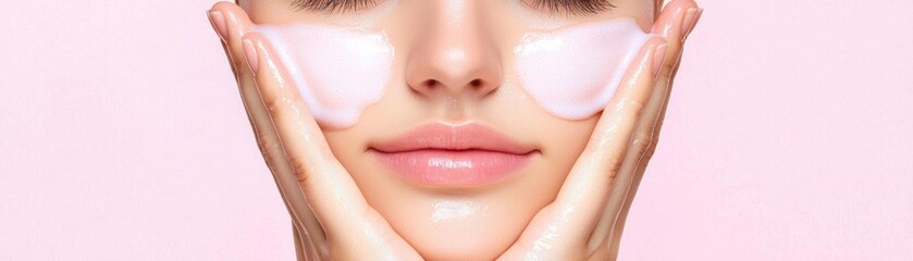 Teenage girl with acne on her cheeks, using a gentle facial cleanser