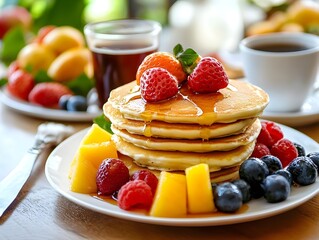 waffles with berries and honey