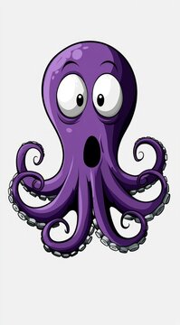 recommend clip art: Cartoon Purple Octopus with Big Eyes