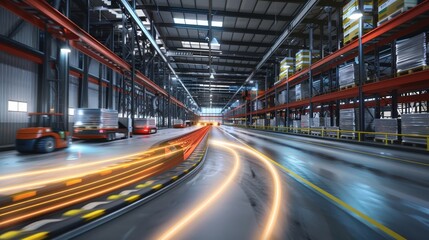 Efficient Logistics AGVs in Motion Illuminating the Future of Warehouse Operations