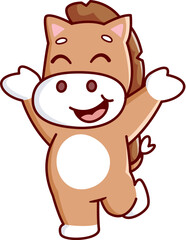 Fototapeta premium cute foal looks happy Vector Illustration Icon. Flat Cartoon Style