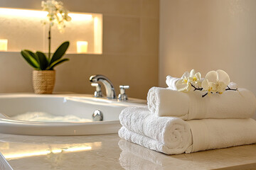 Indulge in Serenity: A Luxurious Bathtub Oasis Perfect for Relaxation and Pampering in the Comfort of Your Hotel Room!