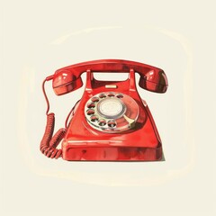 Vintage red rotary dial telephone