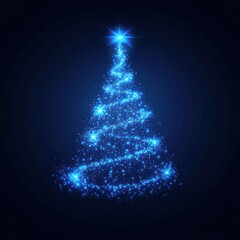 Glowing blue Christmas tree illustration