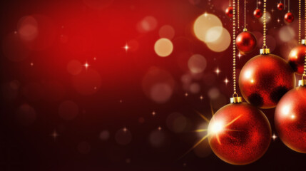 Fototapeta premium Red Christmas Ornaments on a Sparkling Background