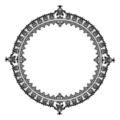 Black circular round ornament floral Abstract pattern Victorian Damask traditional style, illustration Vintage Design, Floral frames, Mandala, Antique, Moroccan