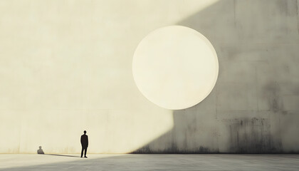 A large, empty space with a small, centered element, like a dot, circle, or tiny icon, emphasizing simplicity