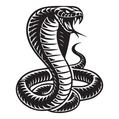 Fototapeta premium Cobra silhouette - King Cobra snake Clipart - A Striking Cobra illustration in black and white 