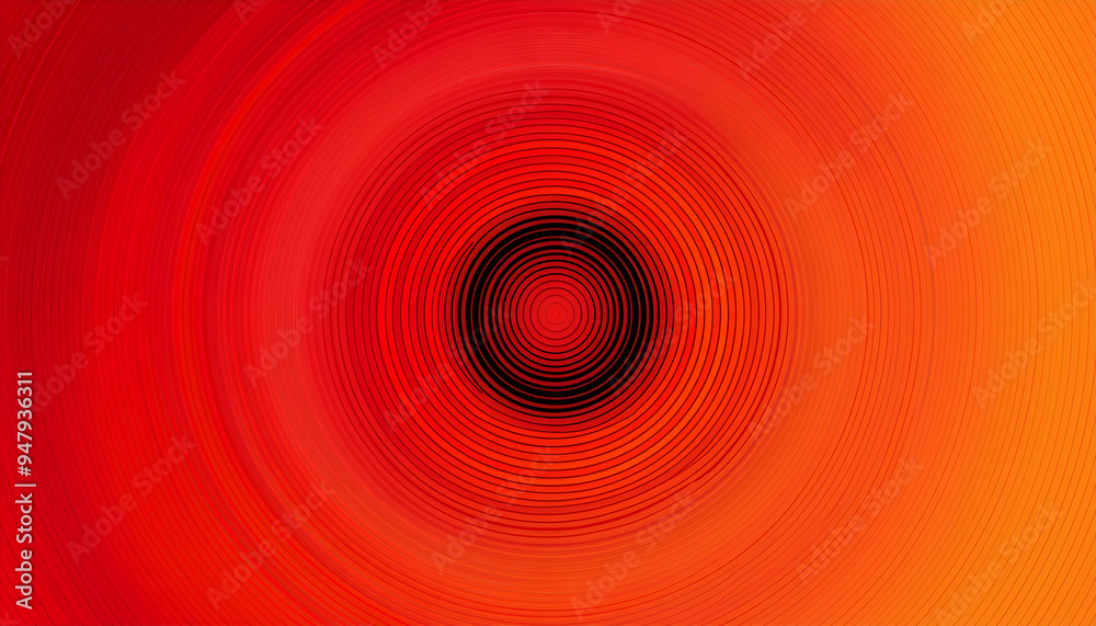 Aufkleber vibrant abstract circular pattern with concentric lines in bold red and orange hues creating a strik