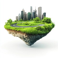 Floating city green landscape