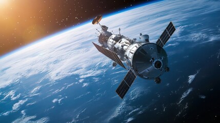 Obraz premium Spacecraft Orbiting Earth