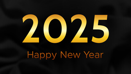 2025 Happy New Year on dark silk background