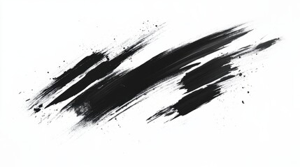 Abstract black ink brush strokes on a white background,