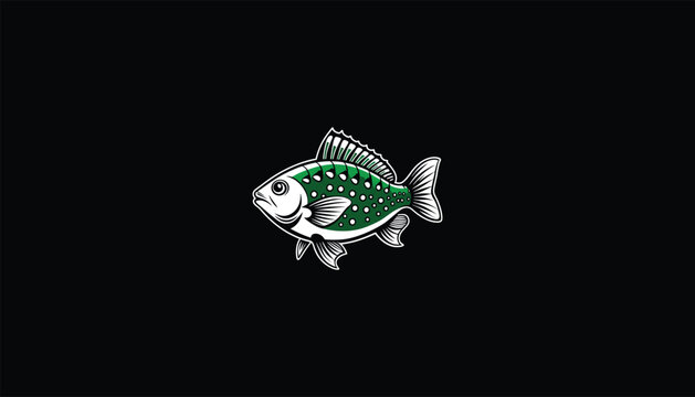 recommend clip art: Green Sunfish Swimming – White Outline, Black Background