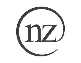 NZ logo from two letter with circle shape email sign style. N and Z round logotype of business company