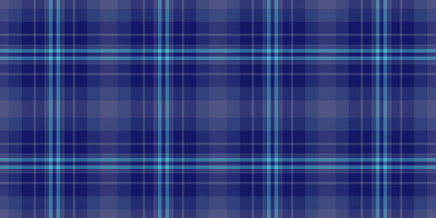 Service background textile fabric, throw check texture seamless. Celtic tartan vector plaid pattern in blue and cyan colors.