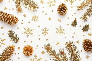 Naklejka premium Festive pinecones and snowflakes