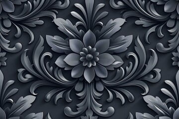 Elegant Dark Floral Relief Pattern with Intricate Details