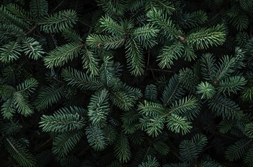 Lush evergreen pine tree branches