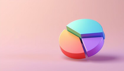 Obraz premium A colorful pie chart illustration on a soft pink background, representing data visualization and statistics in a modern design.