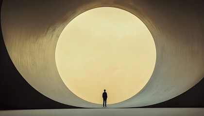 A large, empty space with a small, centered element, like a dot, circle, or tiny icon, emphasizing simplicity