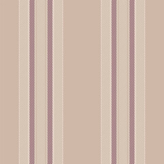 Aged textile background fabric, dividing vertical vector texture. Tough lines pattern seamless stripe in light and pink colors.