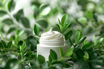 Luxurious Cream Surrounded by Lush Greenery