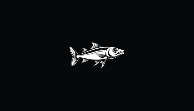 recommend clip art:  Escolar Fish, Circular Design, Black Background, White Outline, Marine Animal Illustration, Detailed Wildlife Art