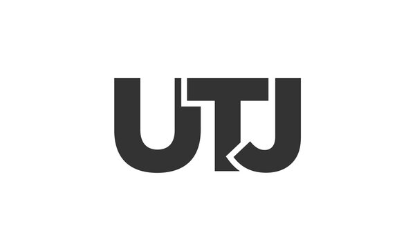 UTJ logo design template with strong and modern bold text. Initial based vector logotype featuring simple and minimal typography. Trendy company identity.