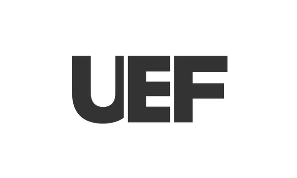 UEF logo design template with strong and modern bold text. Initial based vector logotype featuring simple and minimal typography. Trendy company identity.