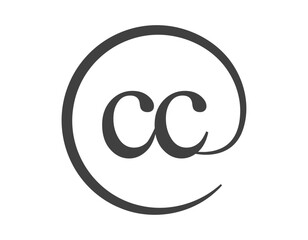 CC logo from two letter with circle shape email sign style. C and C round logotype of business company