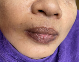 Fototapeta premium Before lip tattoo