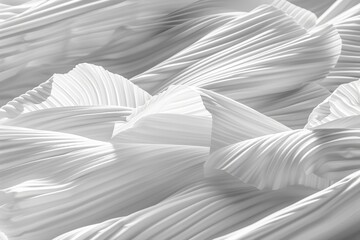 Obraz premium Abstract White Background with Flowing Fabric, Wavy Pleated Cloth Texture, Luxury Aesthetic Design