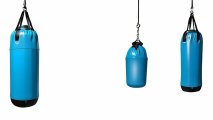 blue punching bag hanging 