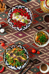 noodles with meat and vegetables. Uzbek cuisine.