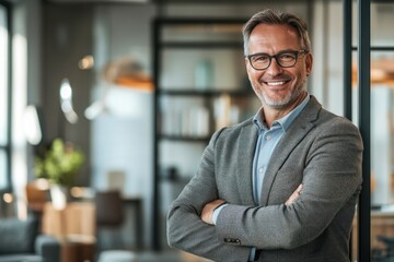 Obraz premium Confident businessman in modern office