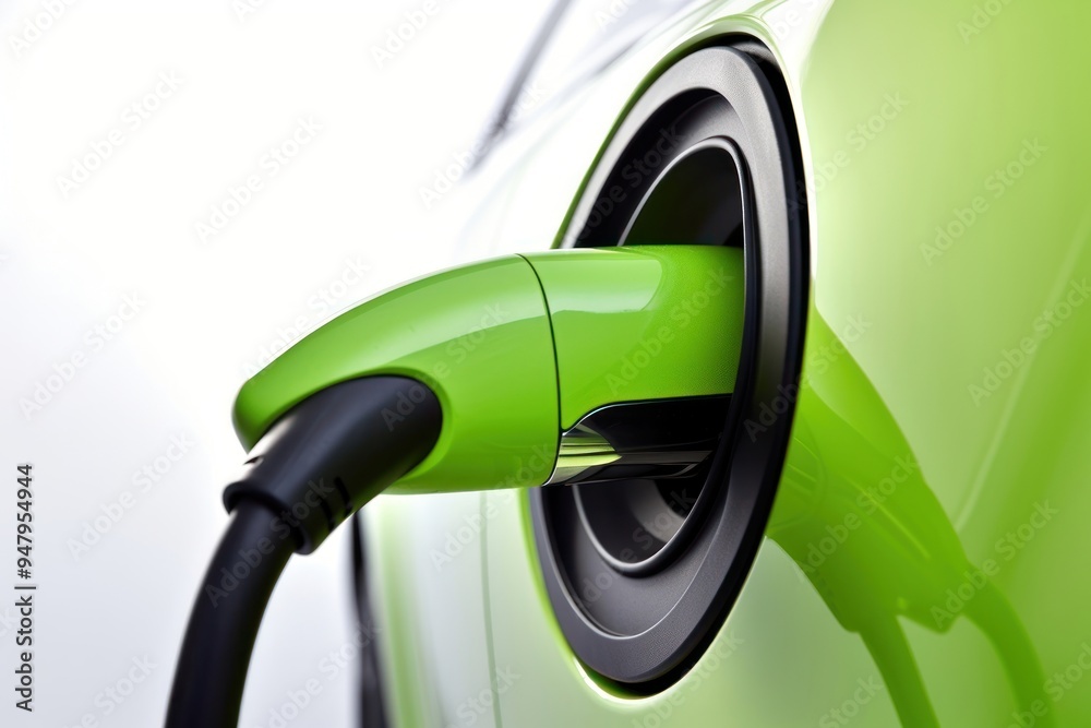 Wall mural green electric car charging, design resource.