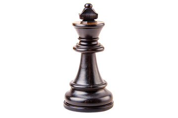 Fototapeta premium A tall, elegant black chess king piece, featuring smooth, dark wood texture with a rounded top, standing proudly with intricate detailing, on a transparent background