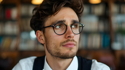 Fototapeta premium Man Working Office Man With Rosy Skin