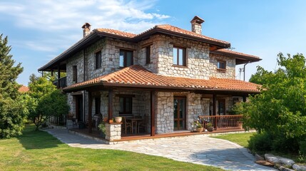 Stone House with Patio and Yard